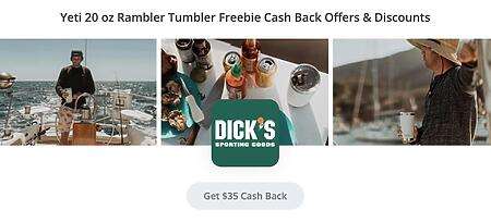 Get A Free Yeti 20 Oz Rambler At Dick’s For New Topcashback Members!